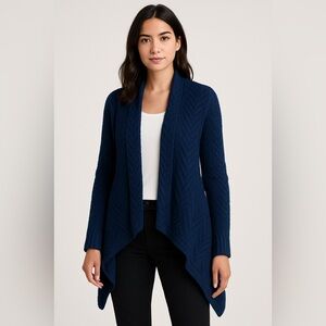 Antoine & Lili Women’s Alpaca Wool Cardigan Sweater Navy Blue Sz L Boho Coastal